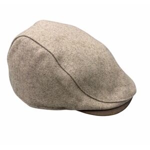 Boston Scally Co. Men's Sz M/L Brown Wool Leather Brim Tweed Aficionado Flat Cap
